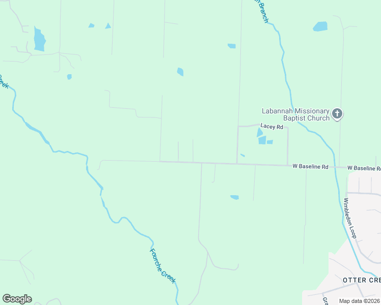 map of restaurants, bars, coffee shops, grocery stores, and more near 16100 West Baseline Road in Little Rock