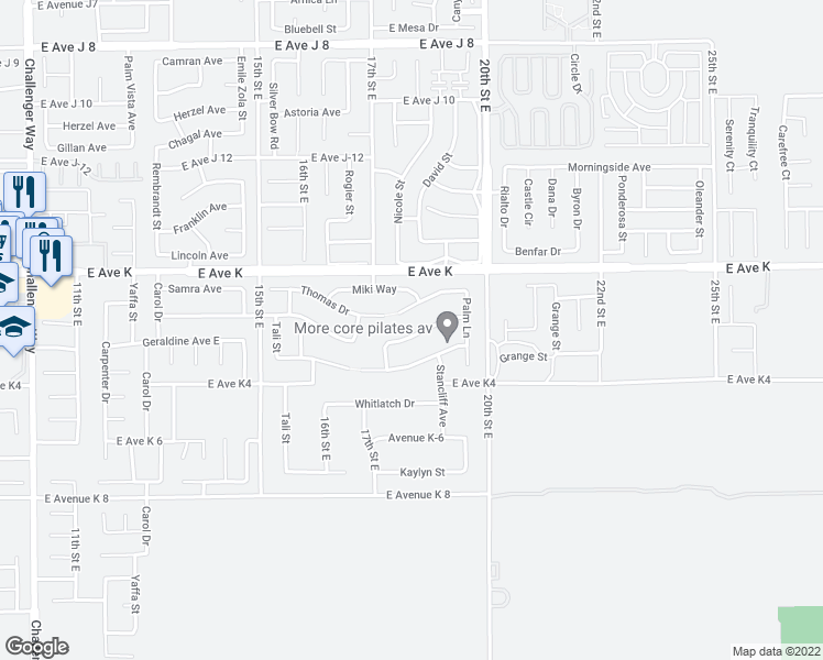 map of restaurants, bars, coffee shops, grocery stores, and more near 1745 Marion Avenue in Lancaster