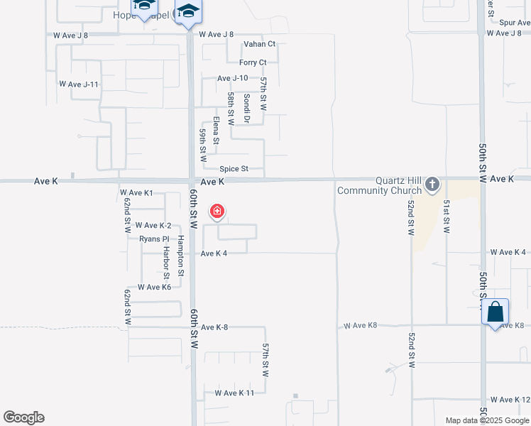 map of restaurants, bars, coffee shops, grocery stores, and more near 57th Street in Lancaster