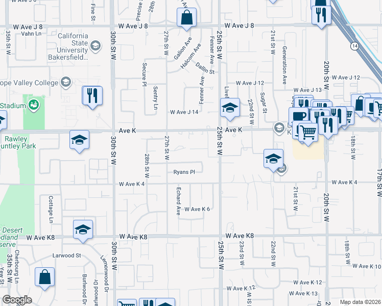 map of restaurants, bars, coffee shops, grocery stores, and more near 2607 Stillmeadow Lane in Lancaster