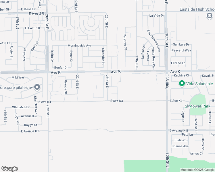 map of restaurants, bars, coffee shops, grocery stores, and more near 43501 Oleander Street in Lancaster