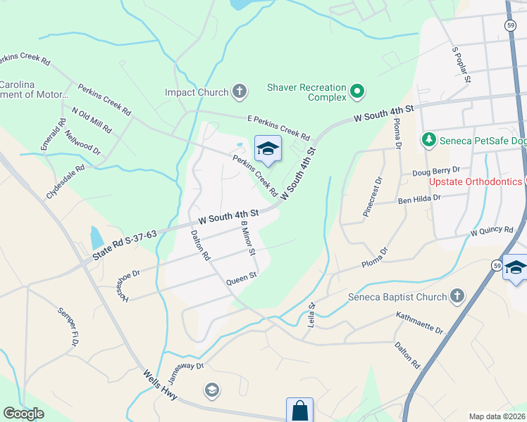 map of restaurants, bars, coffee shops, grocery stores, and more near 906 West South 4th Street in Seneca
