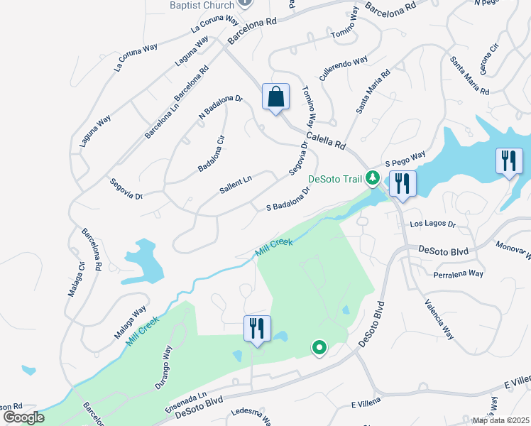 map of restaurants, bars, coffee shops, grocery stores, and more near 36 South Badalona Drive in Hot Springs