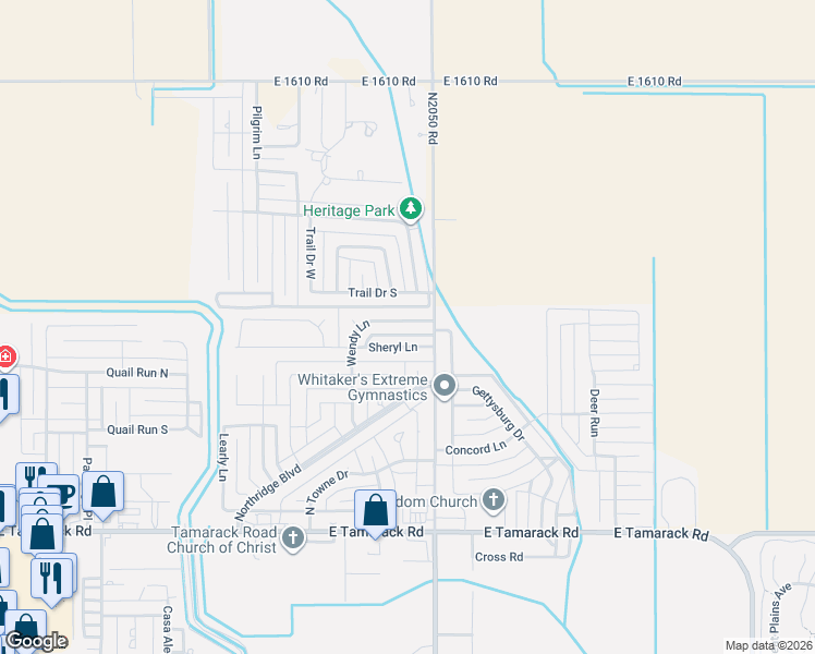 map of restaurants, bars, coffee shops, grocery stores, and more near 1117 Wendy Lane in Altus