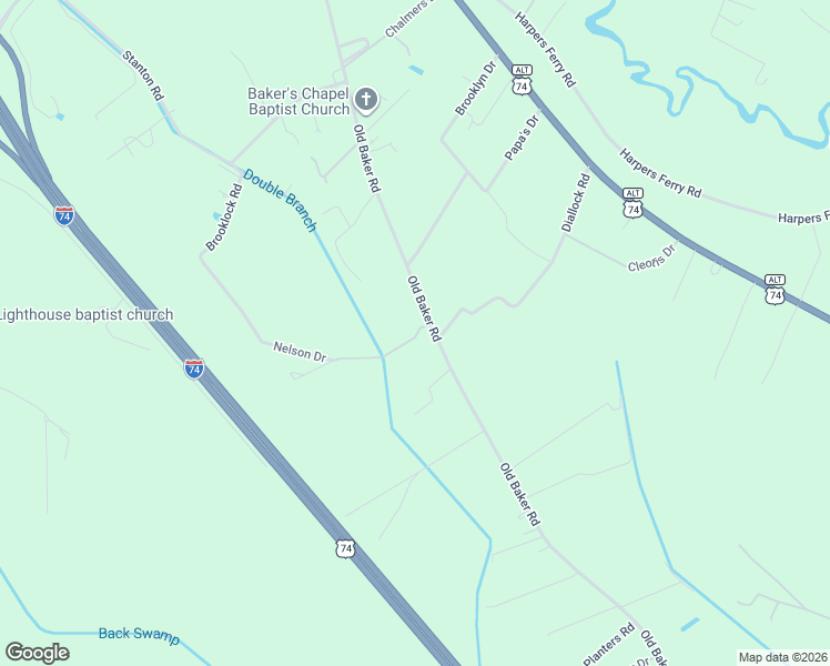 map of restaurants, bars, coffee shops, grocery stores, and more near 1002 Old Baker Road in Maxton