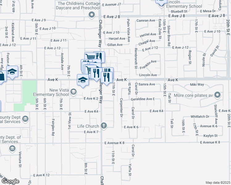 map of restaurants, bars, coffee shops, grocery stores, and more near in Lake Los Angeles