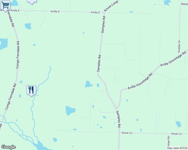 map of restaurants, bars, coffee shops, grocery stores, and more near 11953 Samples Road in Alexander
