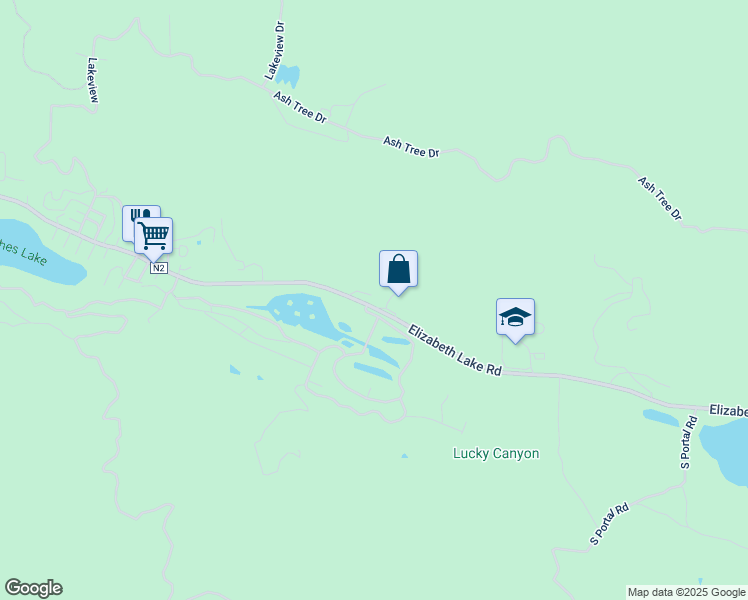 map of restaurants, bars, coffee shops, grocery stores, and more near 17021 Elizabeth Lake Road in Lake Hughes