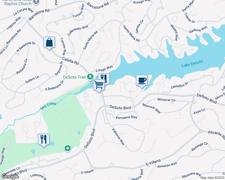 map of restaurants, bars, coffee shops, grocery stores, and more near 117 Desoto Center Drive in Hot Springs Village