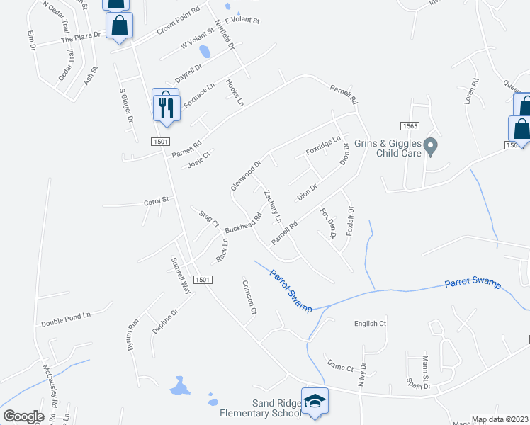 map of restaurants, bars, coffee shops, grocery stores, and more near 328 Buckhead Road in Hubert