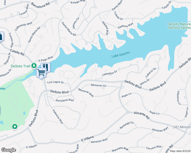 map of restaurants, bars, coffee shops, grocery stores, and more near 2 Troza Lane in Hot Springs Village