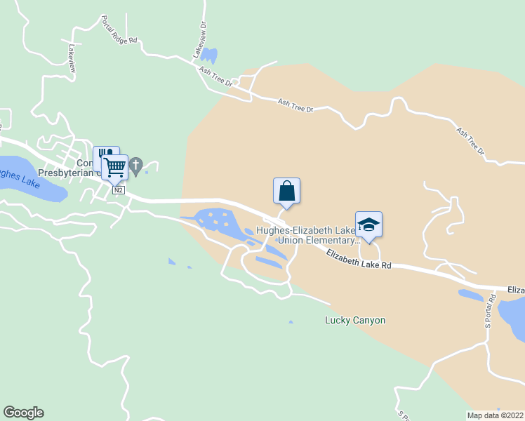 map of restaurants, bars, coffee shops, grocery stores, and more near 17021 Elizabeth Lake Road in Lake Hughes