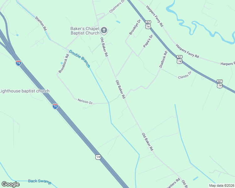 map of restaurants, bars, coffee shops, grocery stores, and more near 1002 Old Baker Road in Maxton