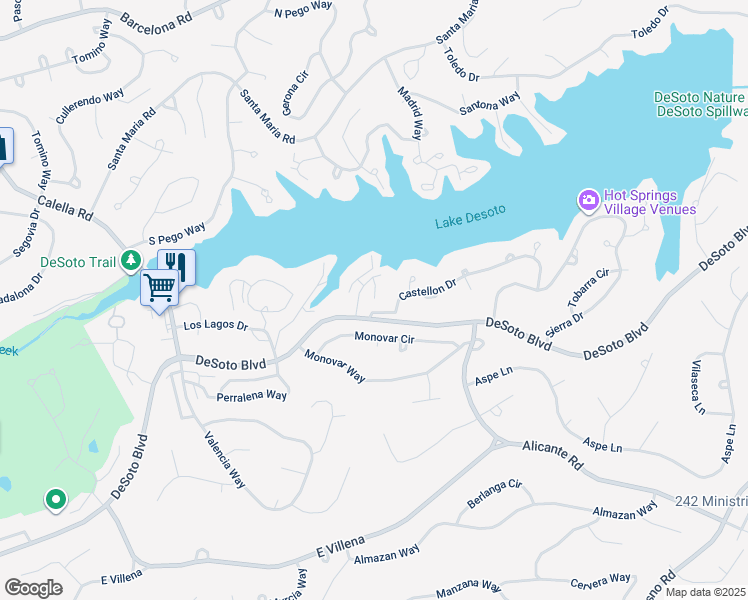 map of restaurants, bars, coffee shops, grocery stores, and more near 2 Troza Lane in Hot Springs Village