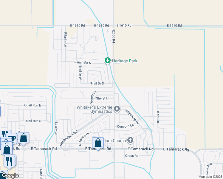 map of restaurants, bars, coffee shops, grocery stores, and more near 1217 Wendy Lane in Altus
