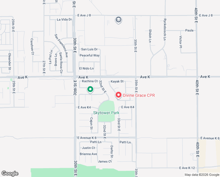 map of restaurants, bars, coffee shops, grocery stores, and more near 43515 Mahogany Street in Lancaster