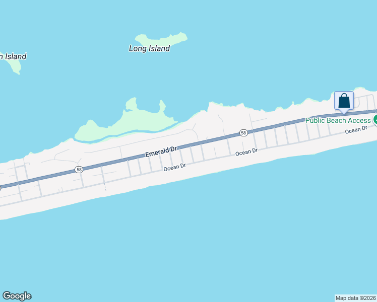 map of restaurants, bars, coffee shops, grocery stores, and more near 107 Bryan Street in Emerald Isle