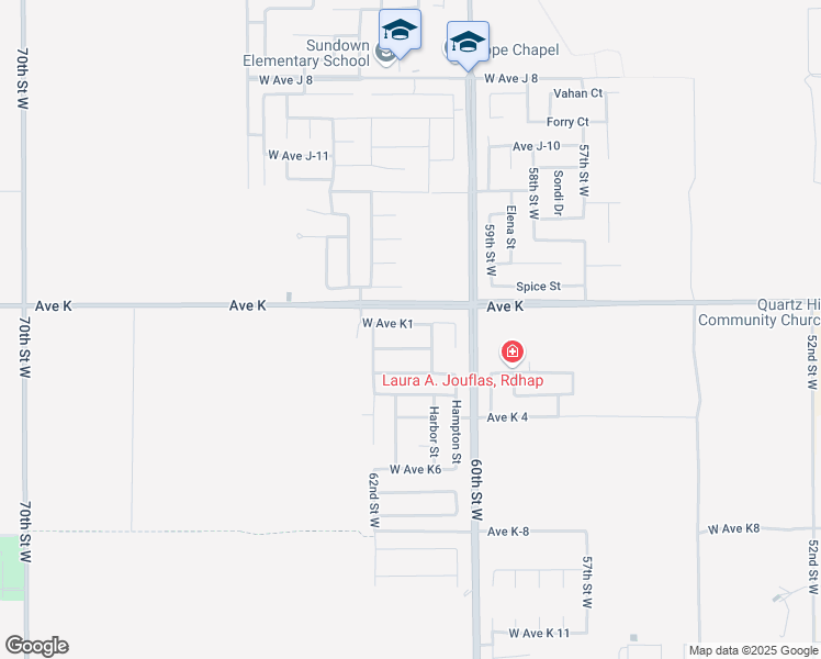 map of restaurants, bars, coffee shops, grocery stores, and more near 6106 West Avenue K1 in Lancaster