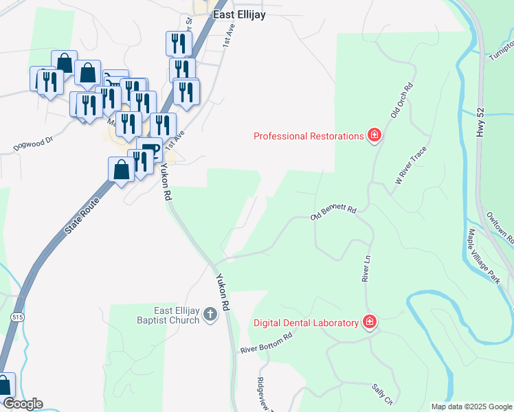 map of restaurants, bars, coffee shops, grocery stores, and more near 250 Ridgehaven Trail in Ellijay