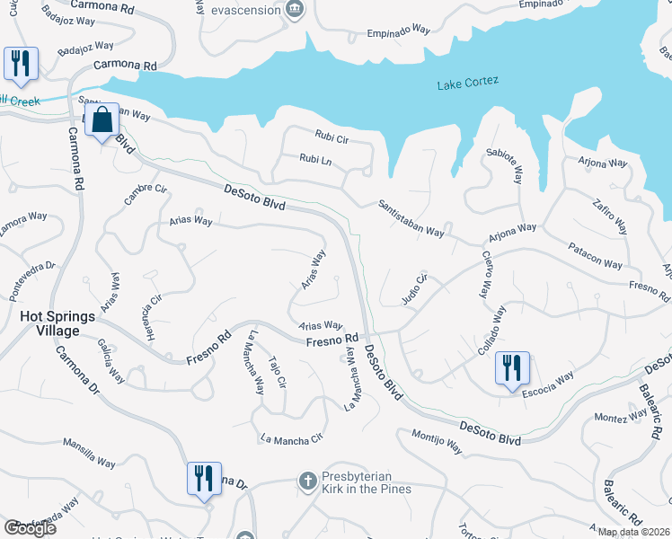 map of restaurants, bars, coffee shops, grocery stores, and more near 25 Alina Lane in Hot Springs