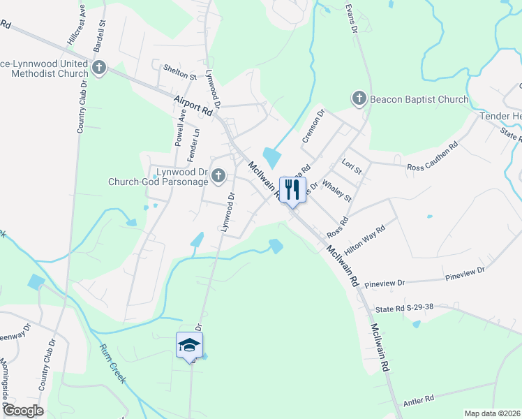 map of restaurants, bars, coffee shops, grocery stores, and more near 2157 Reeves Road in Lancaster