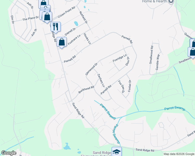 map of restaurants, bars, coffee shops, grocery stores, and more near 329 Buckhead Road in Hubert