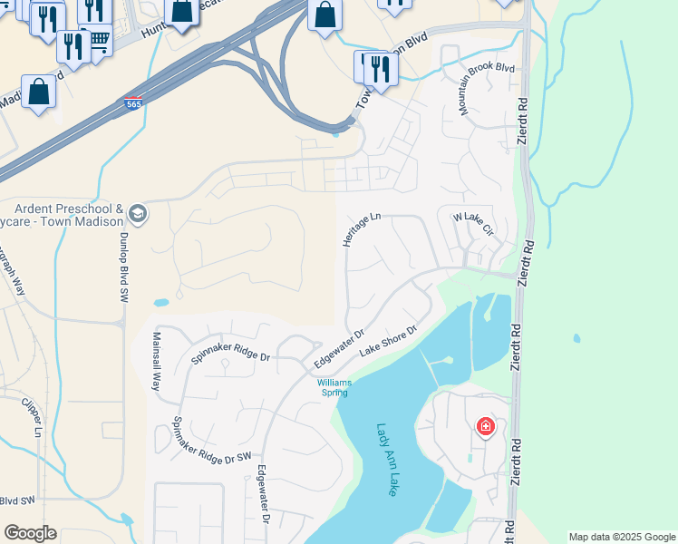 map of restaurants, bars, coffee shops, grocery stores, and more near 148 Heritage Lane in Madison