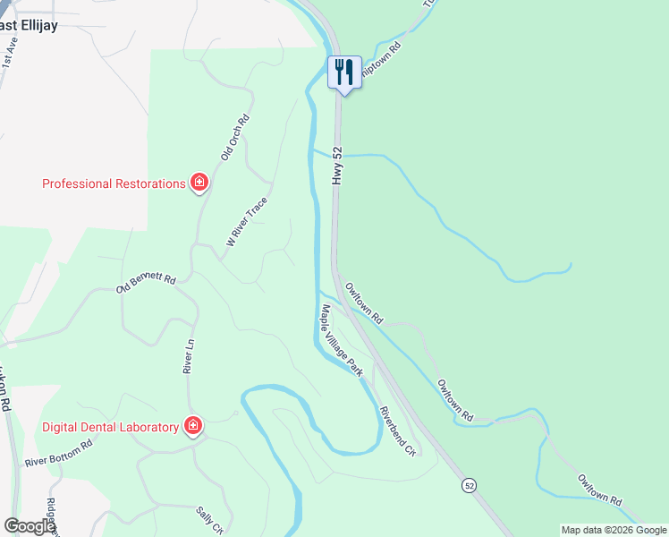 map of restaurants, bars, coffee shops, grocery stores, and more near 2639 Georgia 52 in Ellijay