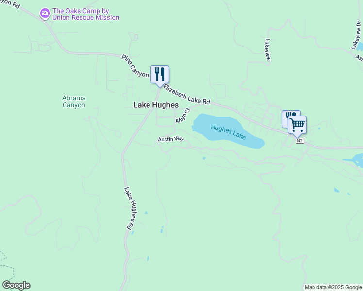 map of restaurants, bars, coffee shops, grocery stores, and more near Newview Drive in Lake Hughes