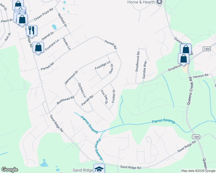 map of restaurants, bars, coffee shops, grocery stores, and more near 267 Parnell Road in Hubert