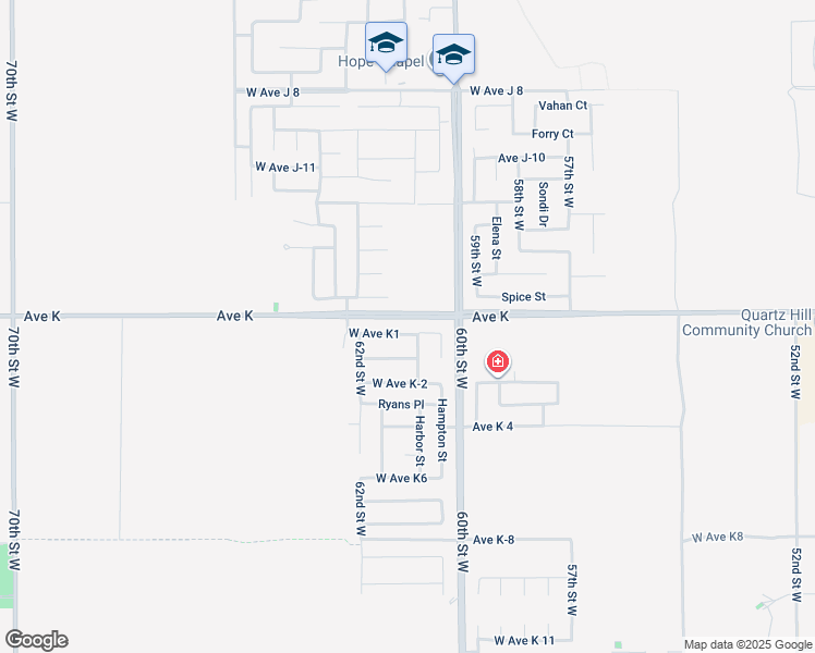 map of restaurants, bars, coffee shops, grocery stores, and more near 6059 West Avenue K1 in Lancaster