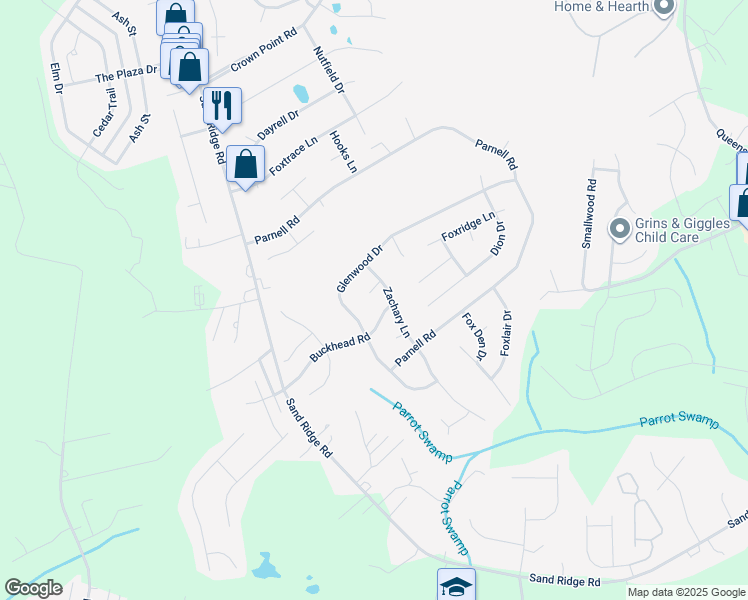 map of restaurants, bars, coffee shops, grocery stores, and more near 303 Marcia Court in Hubert