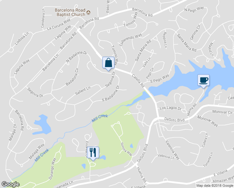 map of restaurants, bars, coffee shops, grocery stores, and more near 14 South Badalona Drive in Hot Springs