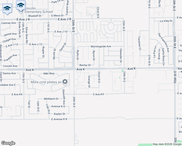 map of restaurants, bars, coffee shops, grocery stores, and more near 43554 Grange Street in Lancaster