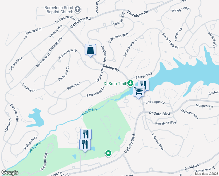 map of restaurants, bars, coffee shops, grocery stores, and more near 14 South Badalona Drive in Hot Springs