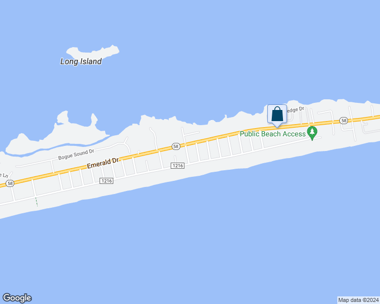 map of restaurants, bars, coffee shops, grocery stores, and more near 104 Georgia St in Emerald Isle