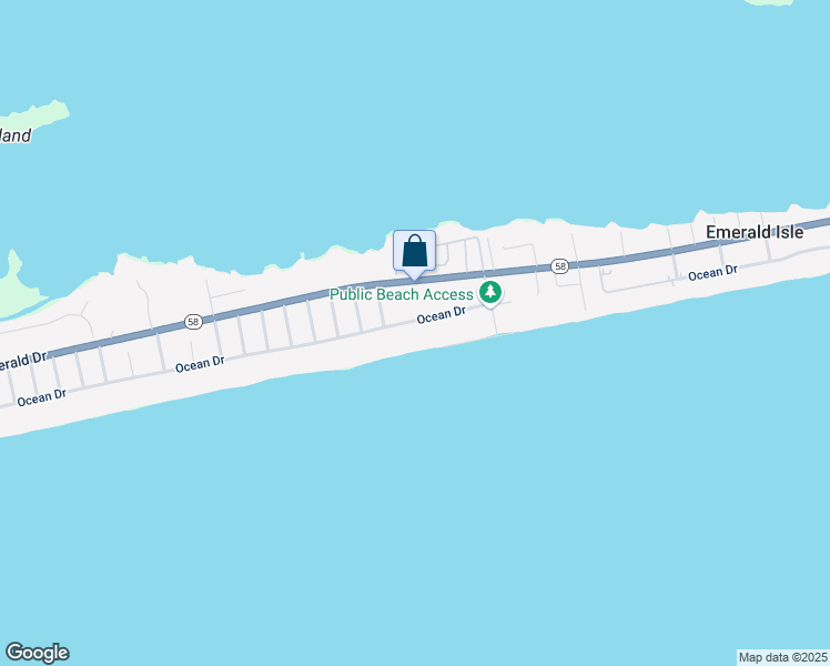 map of restaurants, bars, coffee shops, grocery stores, and more near 3301 Ocean Drive in Emerald Isle