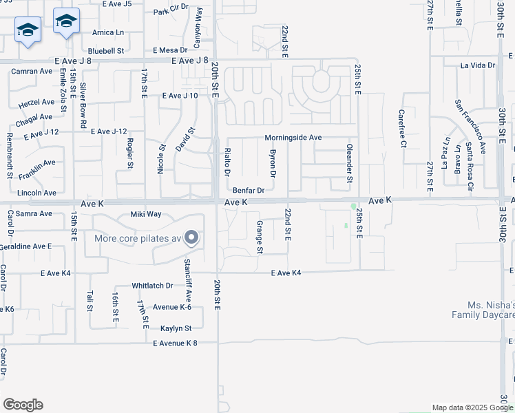 map of restaurants, bars, coffee shops, grocery stores, and more near 2101 Thomas Drive in Lancaster
