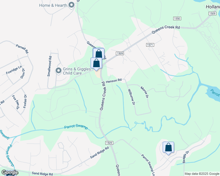 map of restaurants, bars, coffee shops, grocery stores, and more near 106 Henson Road in Hubert