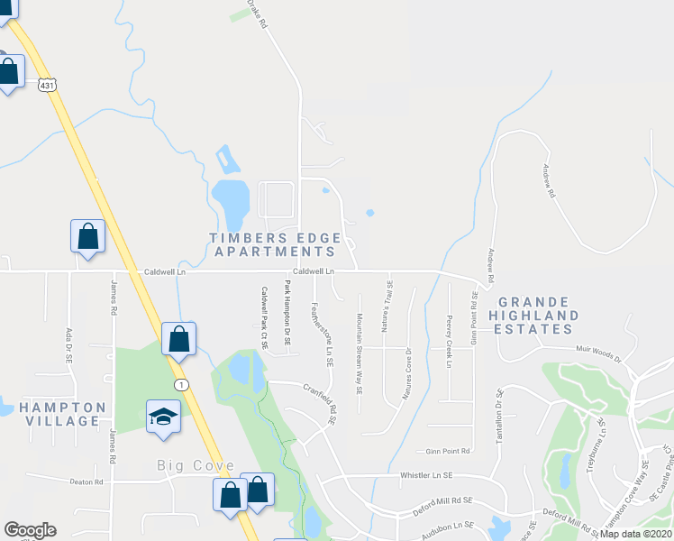 map of restaurants, bars, coffee shops, grocery stores, and more near 359 Caldwell Lane in Owens Cross Roads