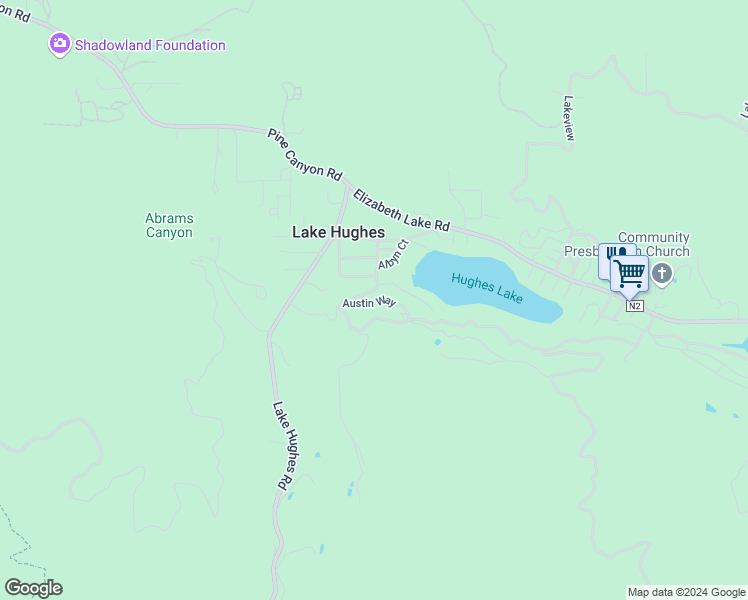 map of restaurants, bars, coffee shops, grocery stores, and more near Sylvan Drive in Lake Hughes