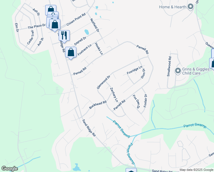 map of restaurants, bars, coffee shops, grocery stores, and more near 204 Zachary Lane in Hubert