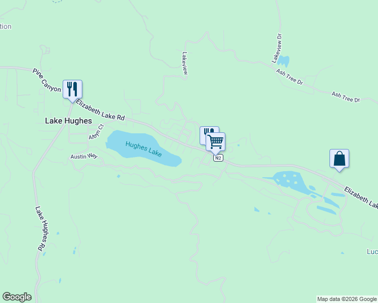 map of restaurants, bars, coffee shops, grocery stores, and more near 43687 Trail I in Lake Hughes