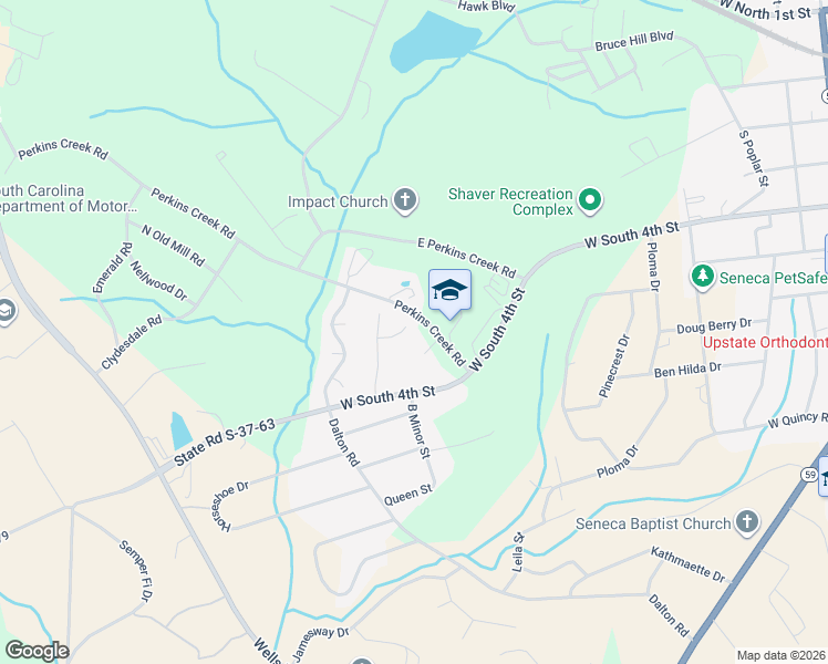 map of restaurants, bars, coffee shops, grocery stores, and more near 340 Oak Knoll Court in Seneca