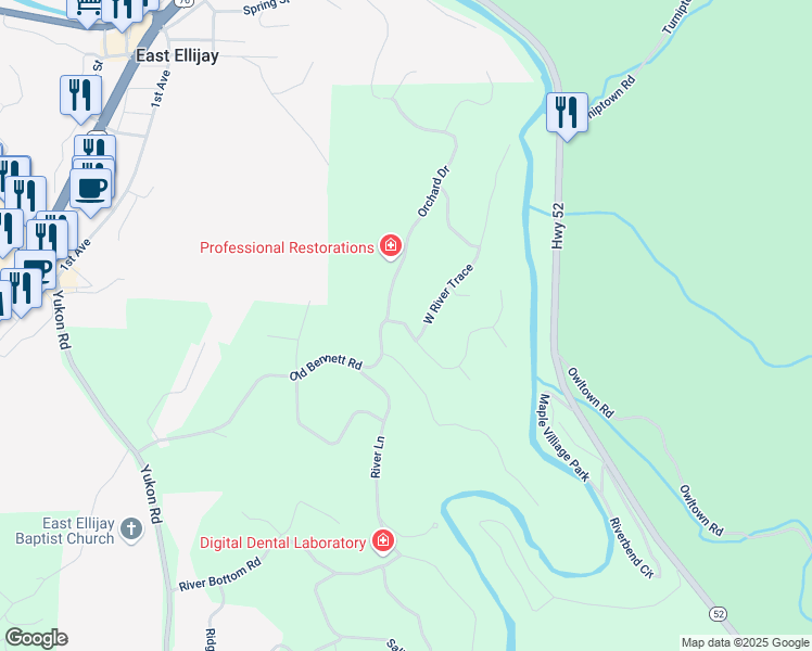 map of restaurants, bars, coffee shops, grocery stores, and more near 28 Aspen Avenue in Ellijay
