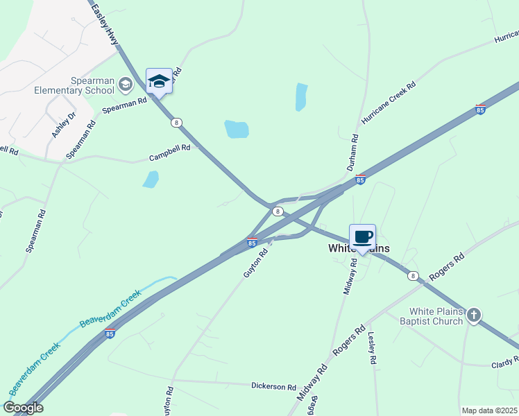map of restaurants, bars, coffee shops, grocery stores, and more near 1811 Easley Highway in Piedmont