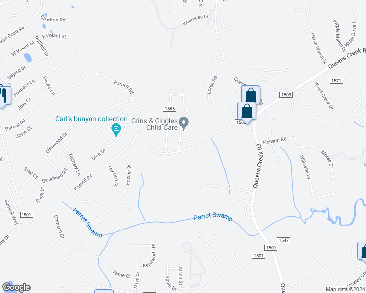 map of restaurants, bars, coffee shops, grocery stores, and more near 100 Gamble Way in Hubert