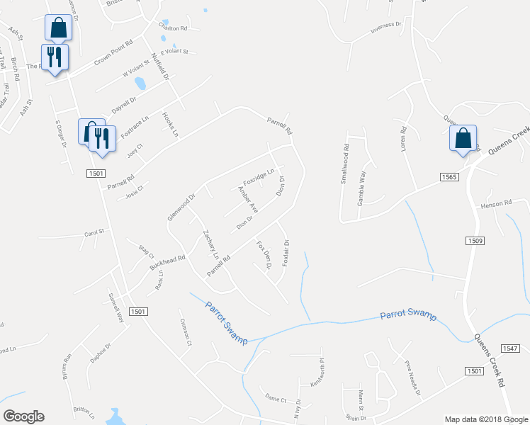 map of restaurants, bars, coffee shops, grocery stores, and more near 429 Dion Drive in Hubert