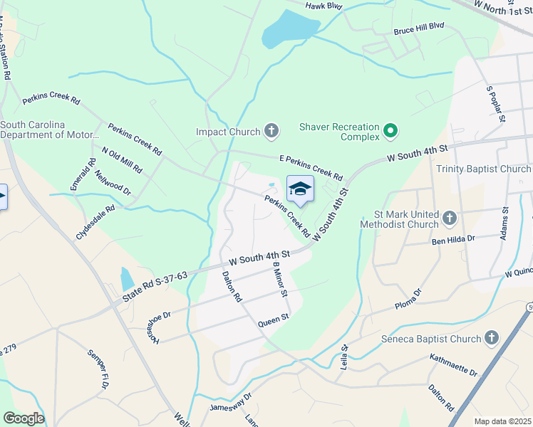 map of restaurants, bars, coffee shops, grocery stores, and more near 313 Oak Knoll Court in Seneca