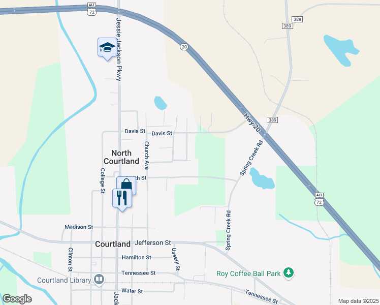 map of restaurants, bars, coffee shops, grocery stores, and more near 1040 James Avenue in Courtland